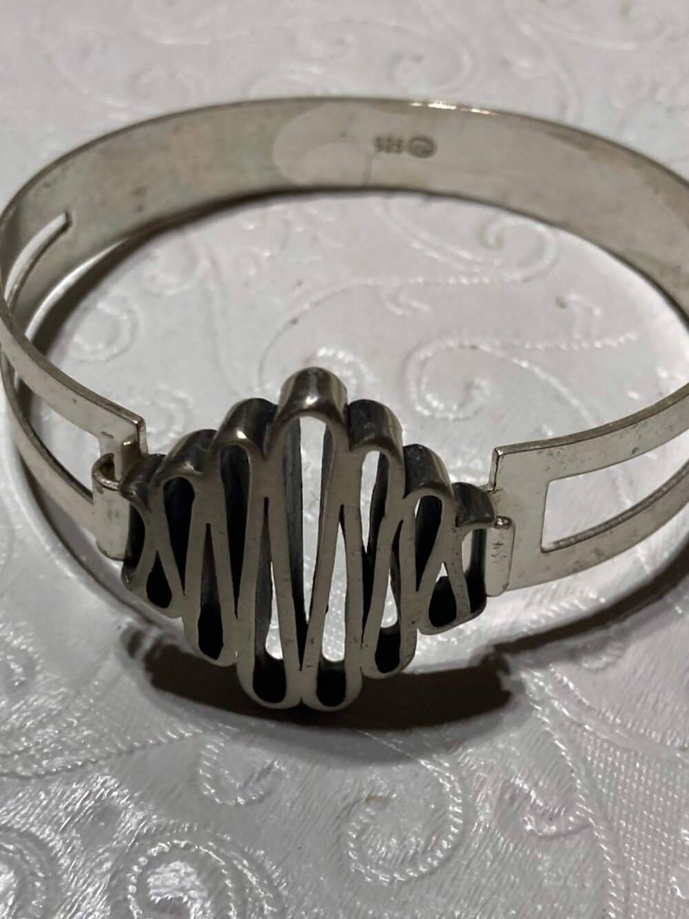 Fredericia Solv 925 Sterling Silver Modernist Cuff Bracelet Open Cut Denmark